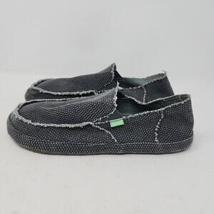 SANUK GRAYSIDEWALK SURFER SIZE 8 MEN'S KNIT CANVAS SLIP ON SHOES